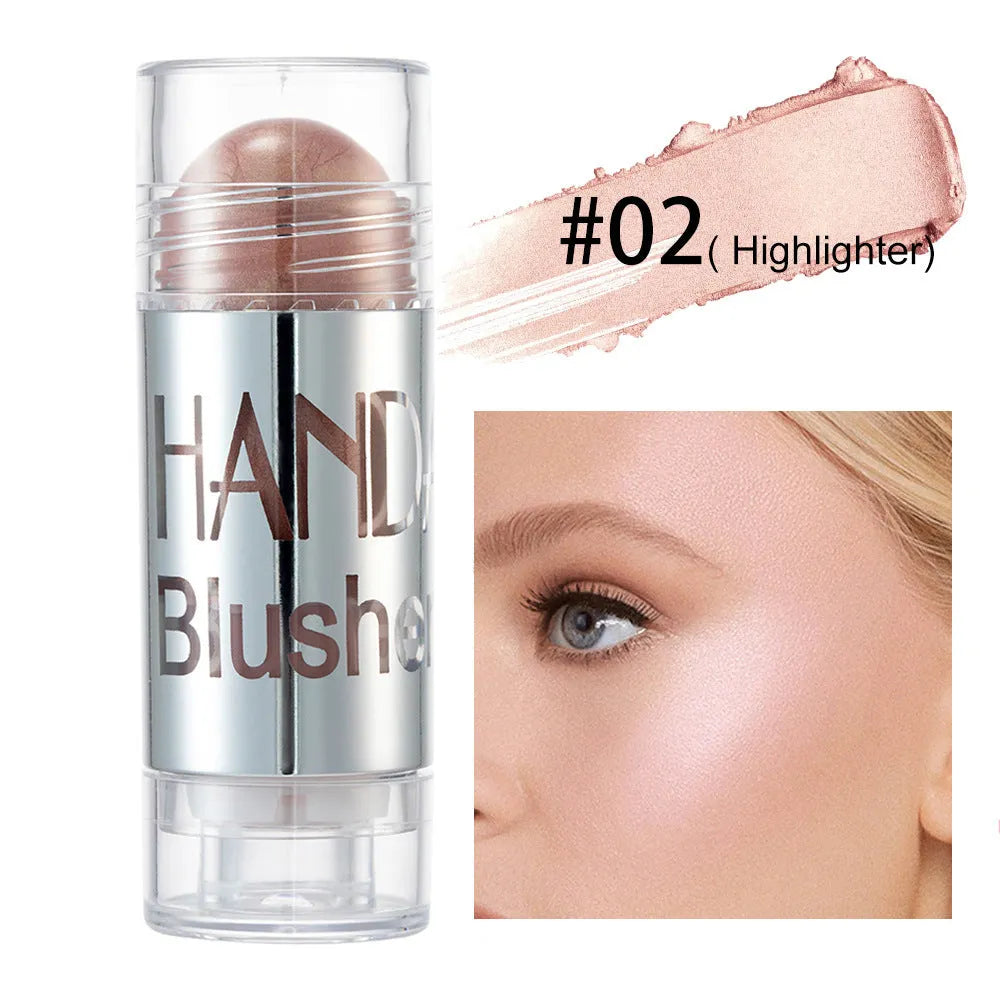 Cheek blusher shimmer blush stick, oil-free, 8.5g, 24mm x 70mm, available in 8 shades.