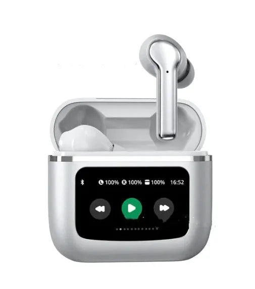 T68 PRO wireless Bluetooth headset with touch colour screen in black, silver, and champagne colours