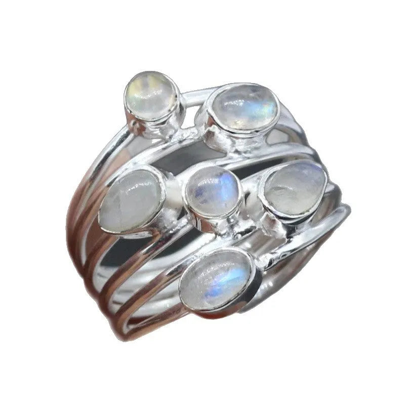 Irregular wide band ring for women silver electroplated zinc alloy on finger