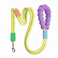 Nylon dog traction leash with a black foam handle on a coloured rope.