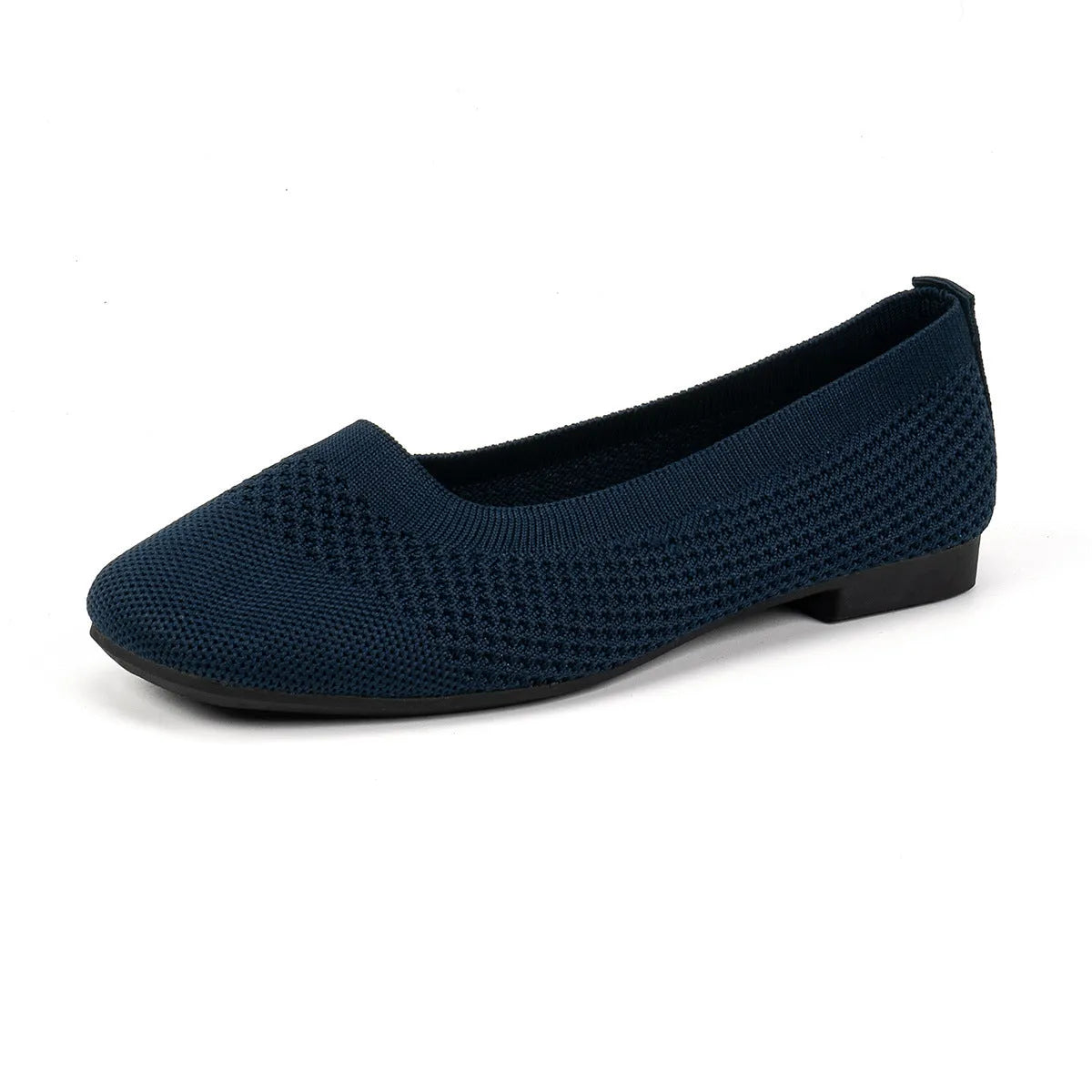 Large size women's mesh breathable flat pumps in black, beige, dark blue, or light blue, sizes 36-43
