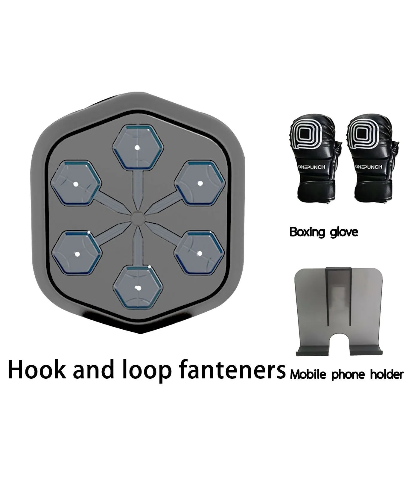 Black smart boxing machine with Bluetooth symbol and Velcro design on EVA surface.