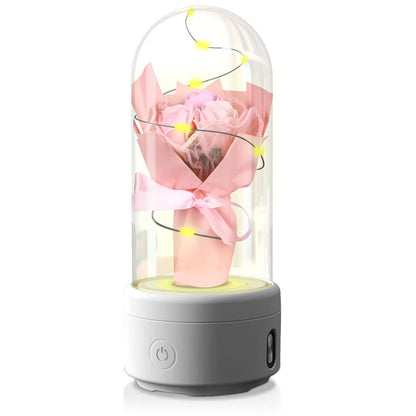 Enchanting 2-in-1 Rose Bouquet: Bluetooth Speaker and Luminous Night Light, with a mesmerizing LED light display and high-quality audio