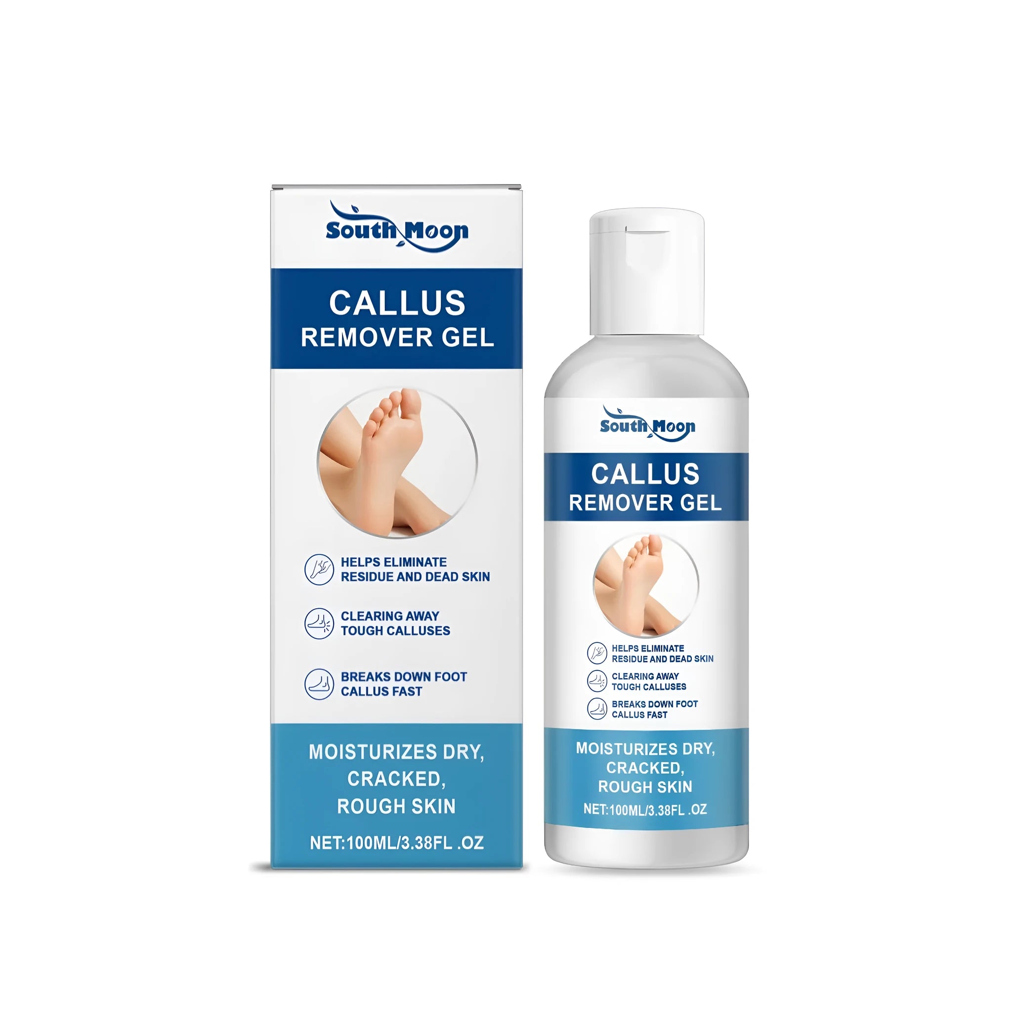 100g tube of callus remover gel with natural extracts including coconut and tea tree oil.