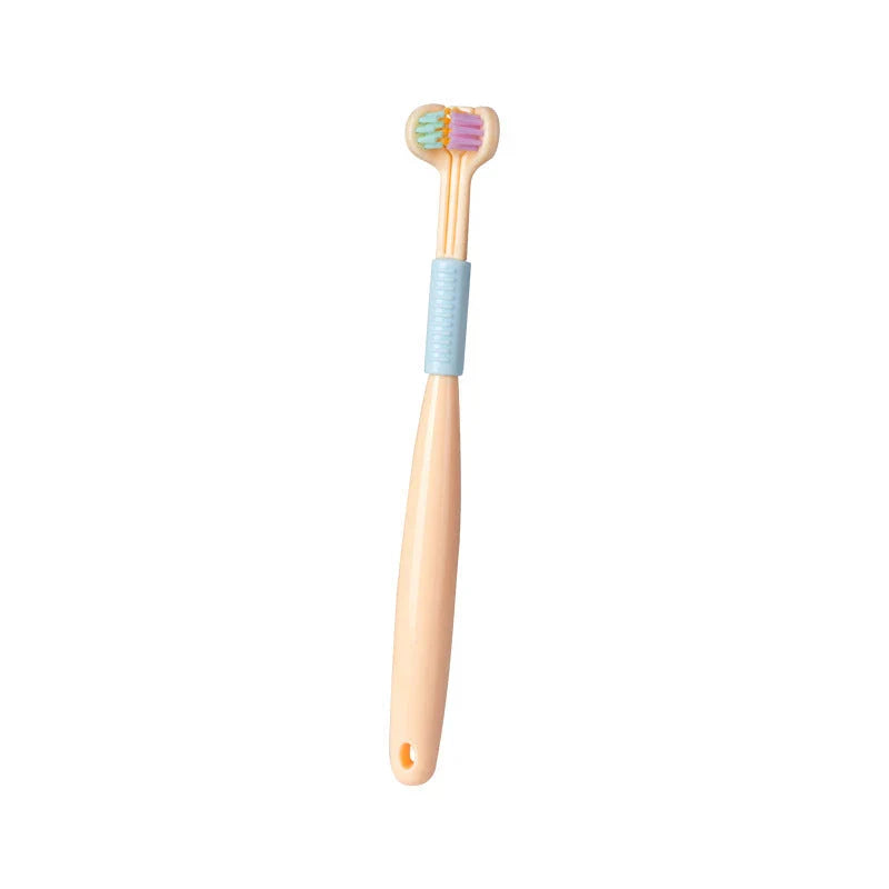 3-in-1 Soft Bristle Toothbrush with Tri-Sided Brush Head and Temperature-Responsive Bristles