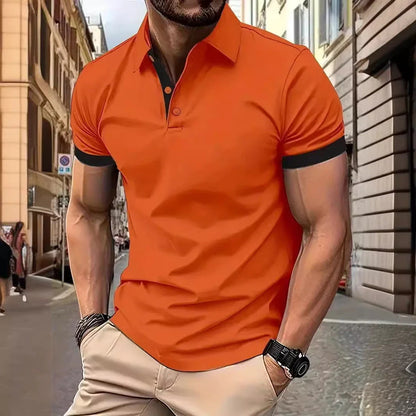 Premium men's short sleeve polo shirt in a variety of vibrant colors and casual summer styles