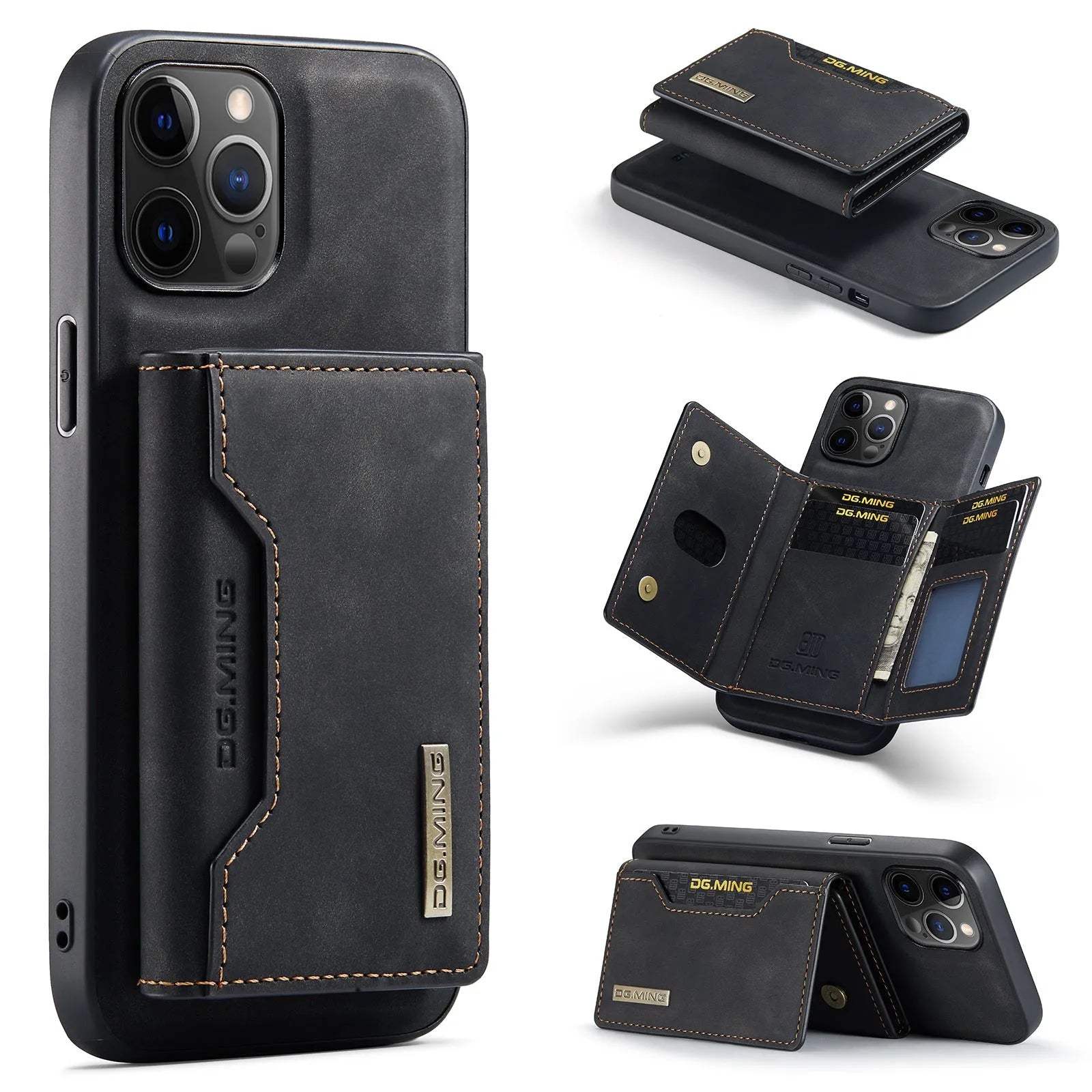 Wallet style magnetic card holder PU phone case for iPhone 16 series, retro design with multiple colour options