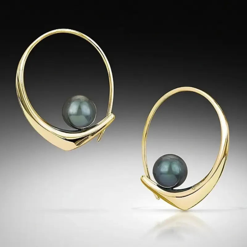 Simple pearl earrings for women, electroplated zinc alloy studs, silver and gold colour options