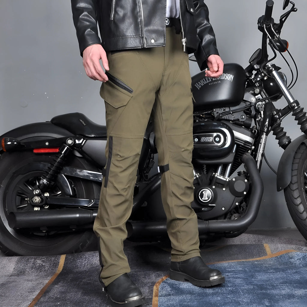 Motorcycle waterproof windproof trousers for cycling with protective gear in solid colour