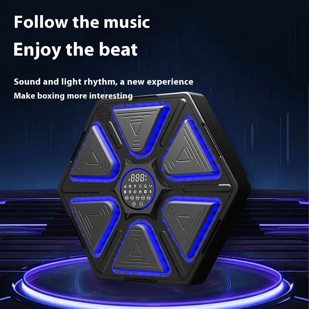 Electronic boxing wall target with rhythm feedback system hanging on wall