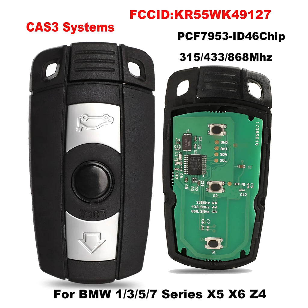 BMW CAS3 semi-intelligent remote car key fob set of three keys, model HU92.