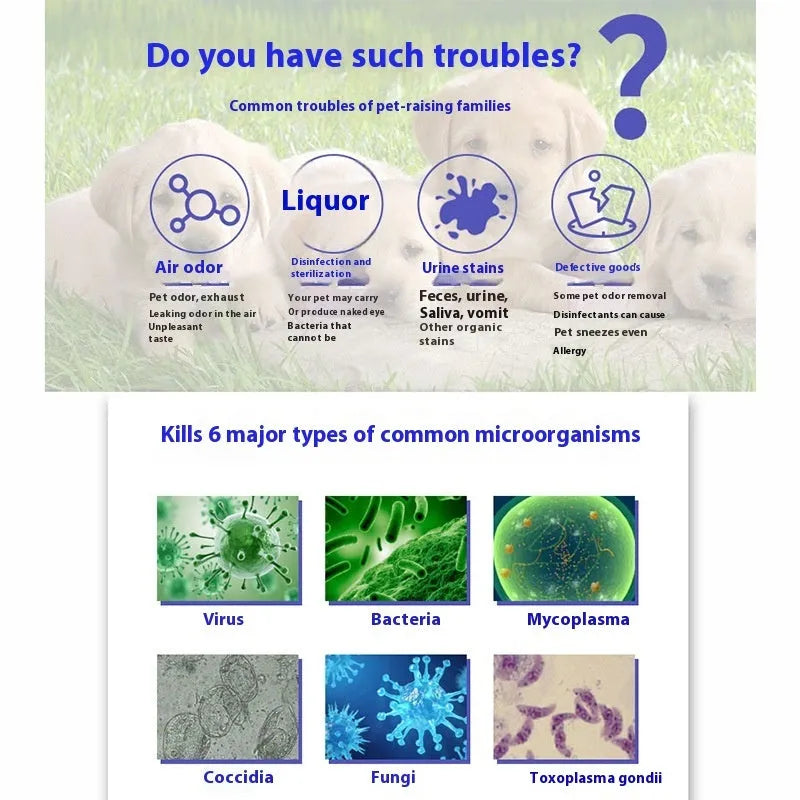 500ml bottle of glutaraldehyde decamethylammonium disinfectant spray for cat and dog plague and distemper deodorising