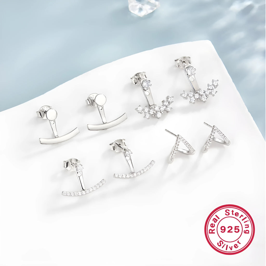 925 silver smile earrings with diamond-embedded design, U-shaped geometric silhouette, Style 1