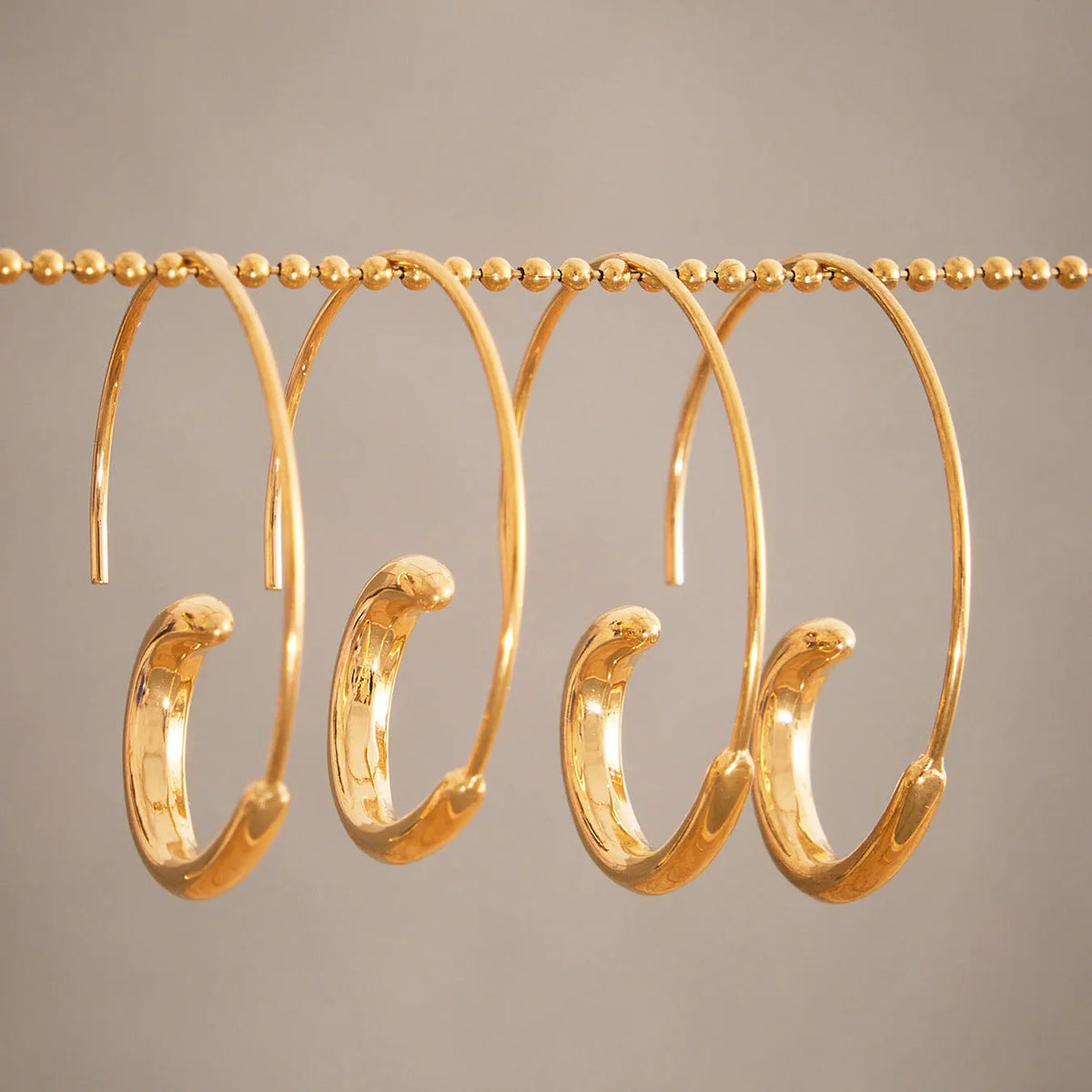 Gold-plated stainless steel geometric ring earrings for women, ins style, one pair