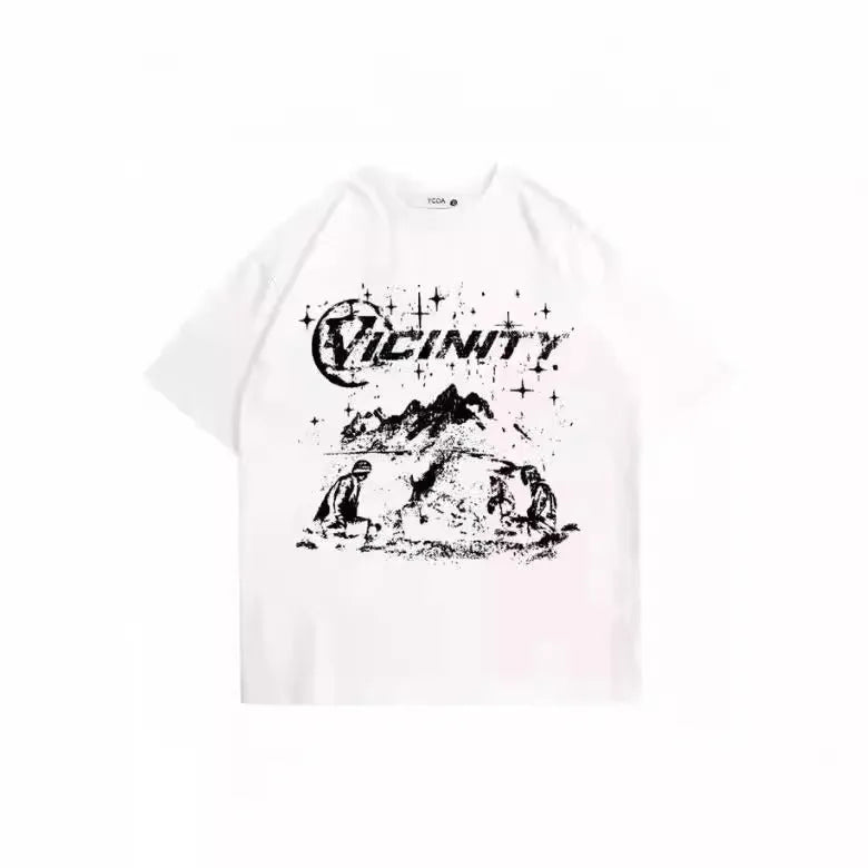 Men's hip hop graphic print t-shirt in retro design on polyester fabric
