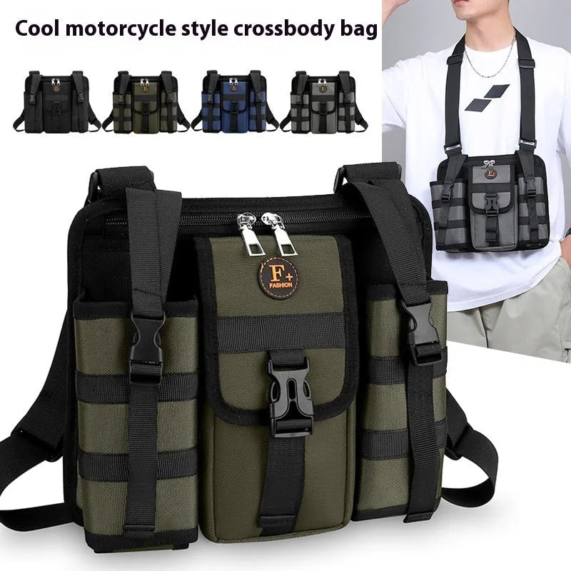 Army green Oxford cloth leisure shoulder bag with waterproof construction for outdoor sports