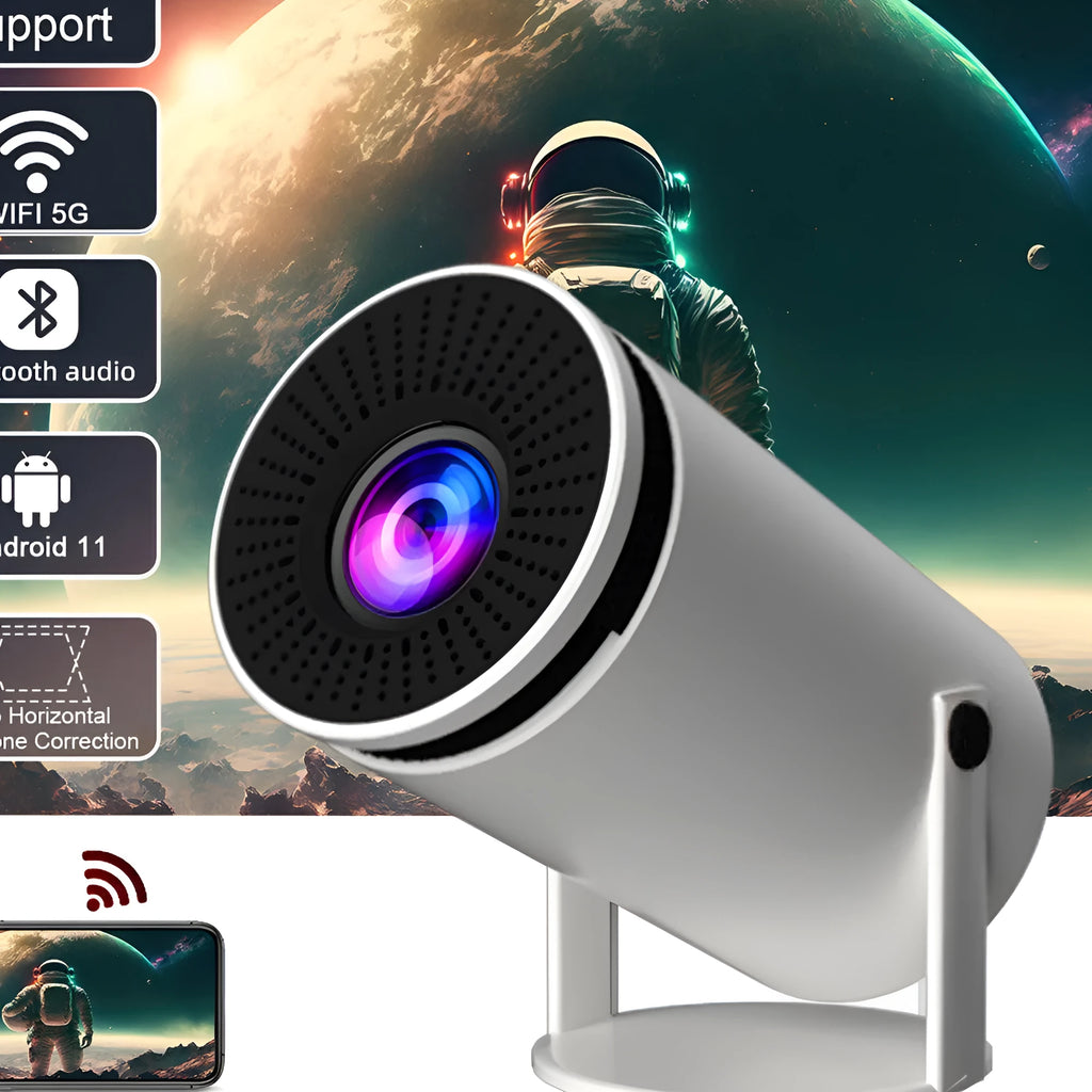 Barrel Machine Hy300 smart Android projector white with remote and adapter