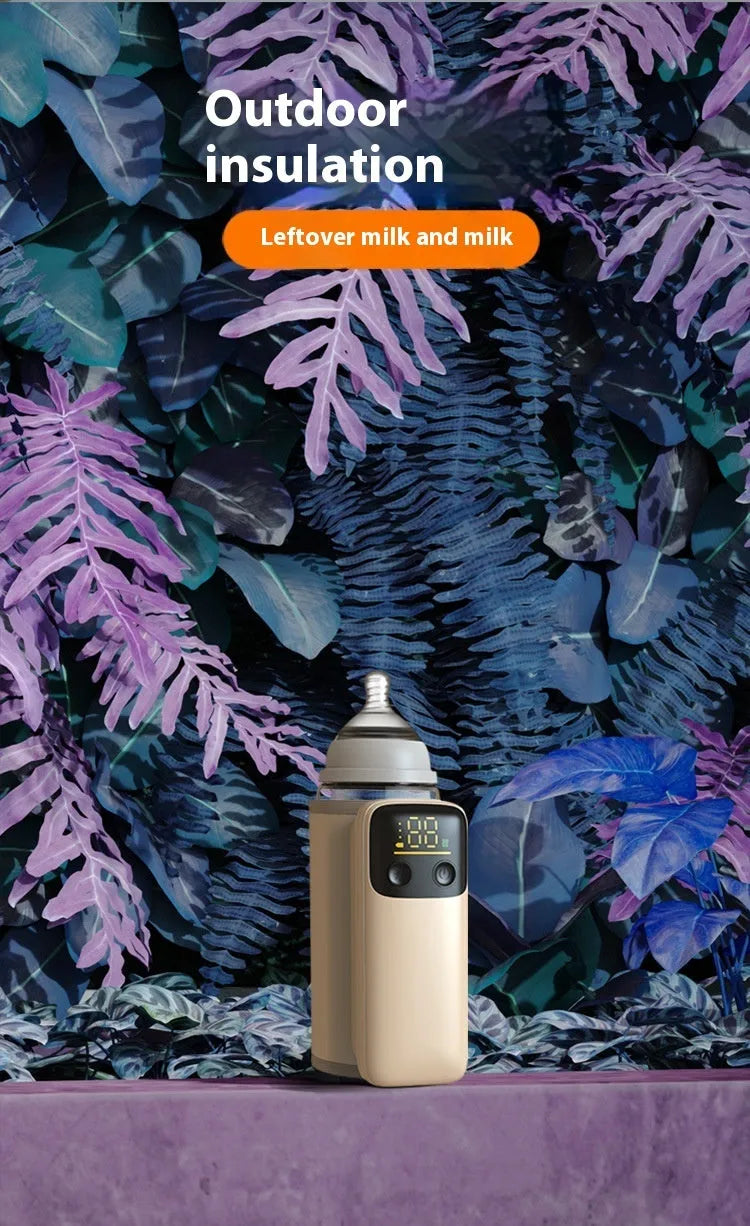 Universal baby bottle insulation warmer with 8000mAh fast-charge battery, charger, and instruction manual.