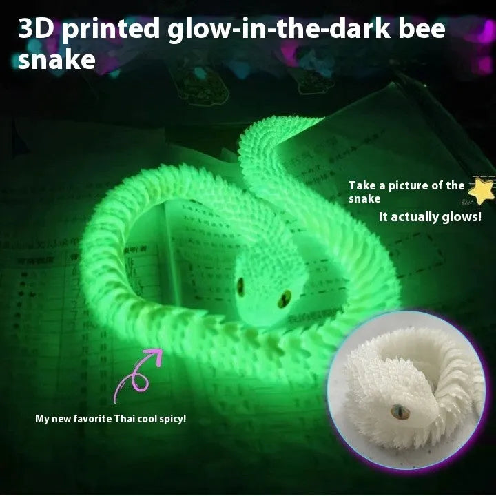 3D printed snake toy decoration in realistic animal simulation style, available in multiple colours and sizes including 30cm, 45cm, 60cm