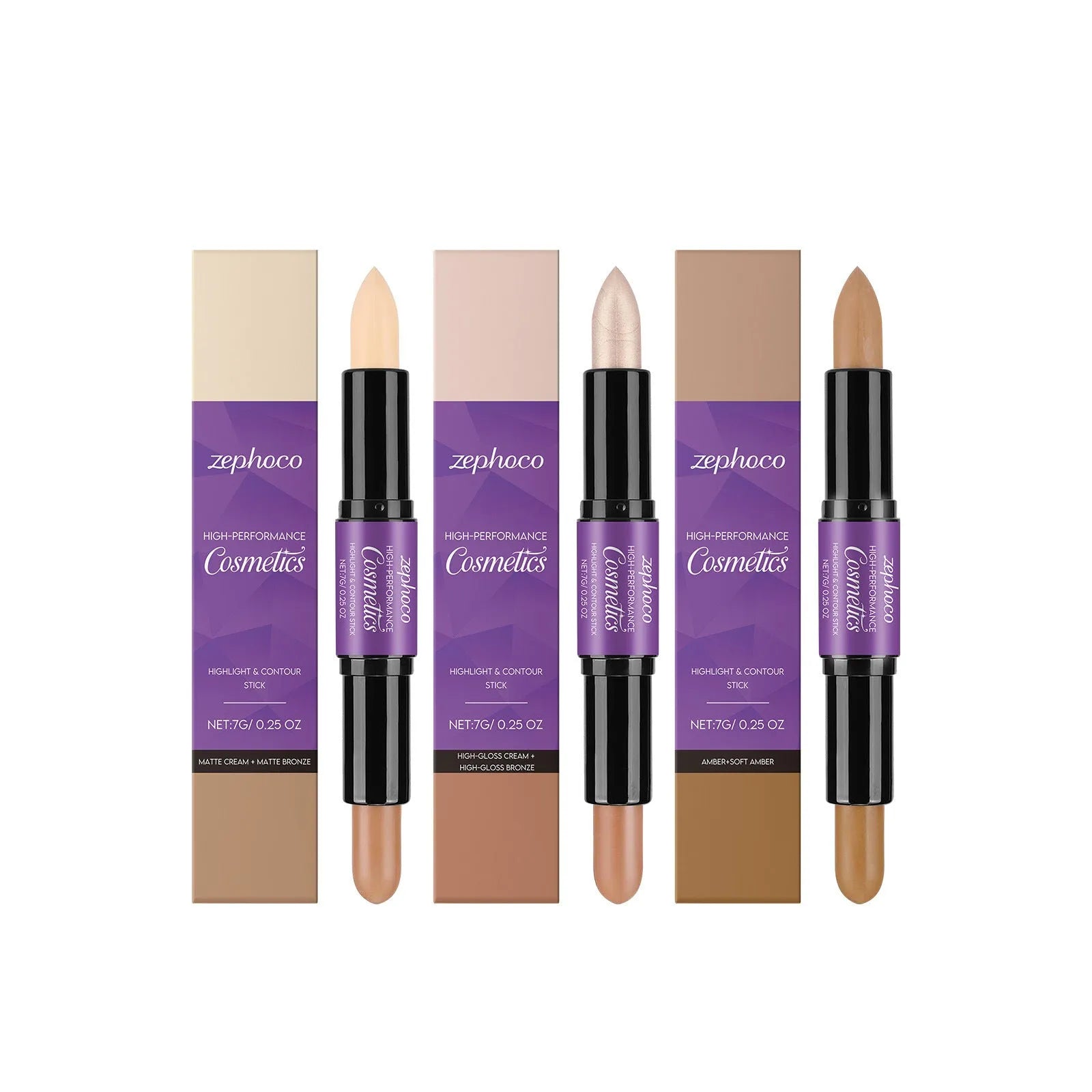 7g dual-ended cream highlight and contour makeup stick in three colour options