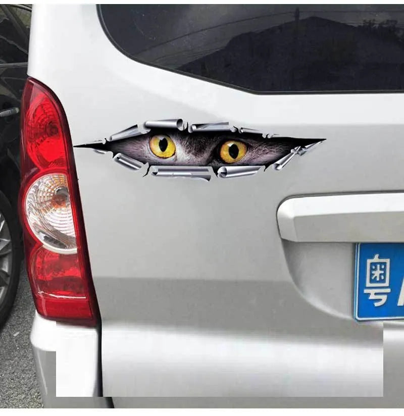 35cm long 3D car sticker with tiger eye or eagle eye design for automotive bumper decoration