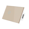 White RF remote control touch wall switch with tempered glass panel and 2-gang configuration