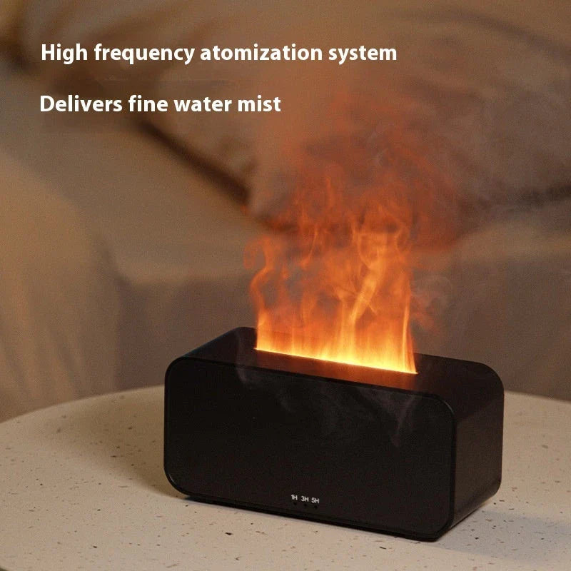 Versatile aroma diffuser with flame-like lighting effect, delicate mist, and aromatherapy capabilities for a soothing home environment