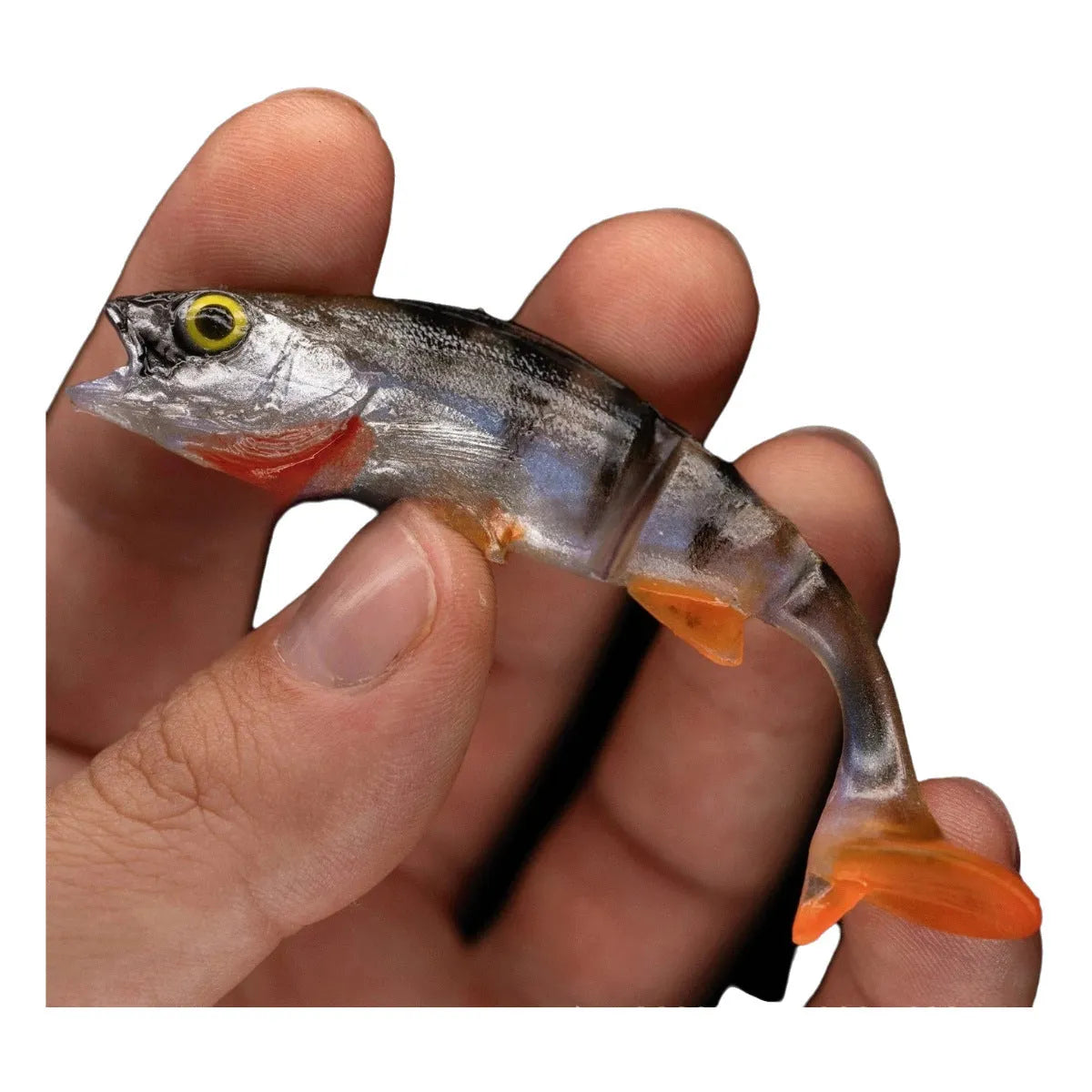 Fish T Tail Catfish Scissors soft plastic fishing lure with detailed fish pattern colouration.
