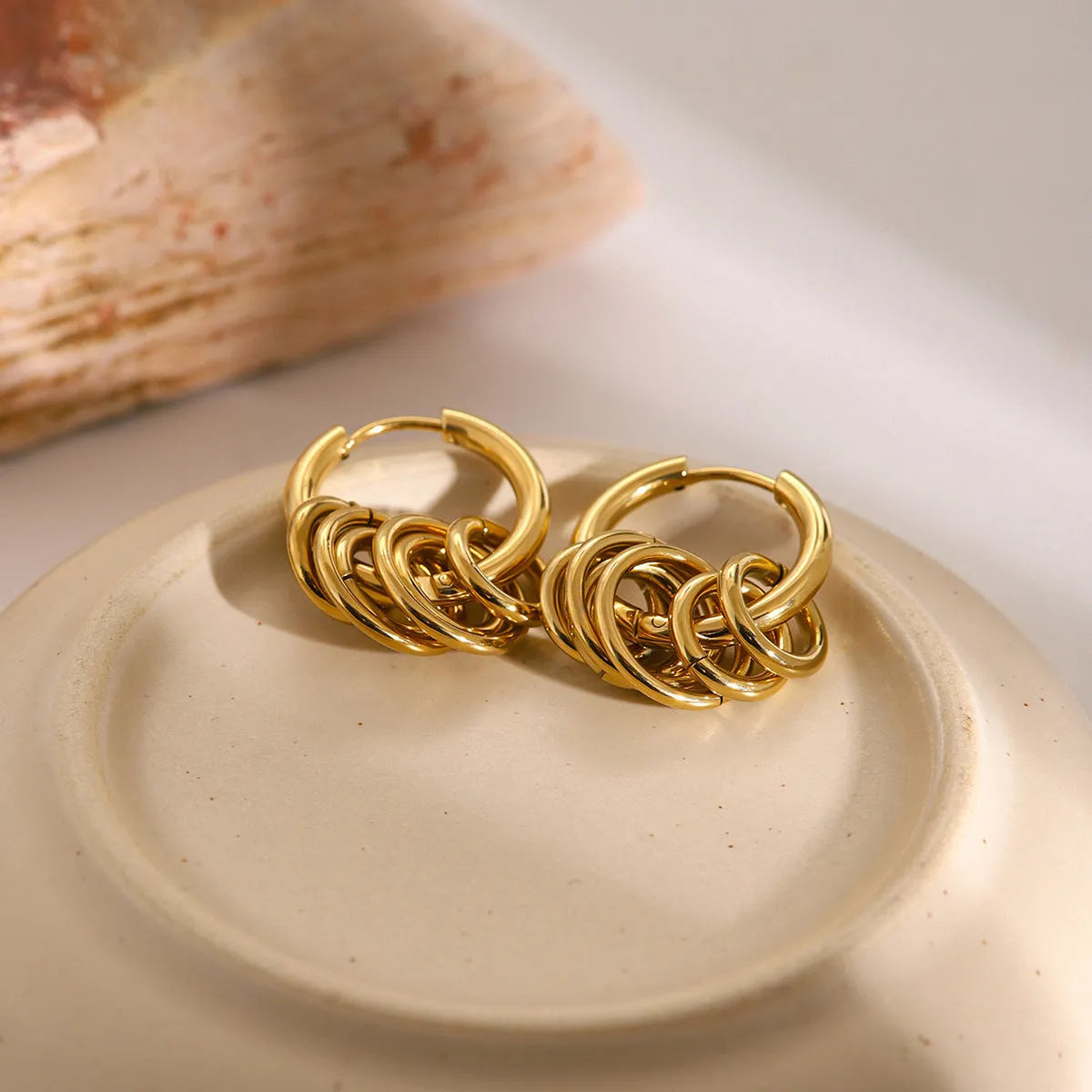 Stainless steel colour matching earrings with electroplated finish in ins style design