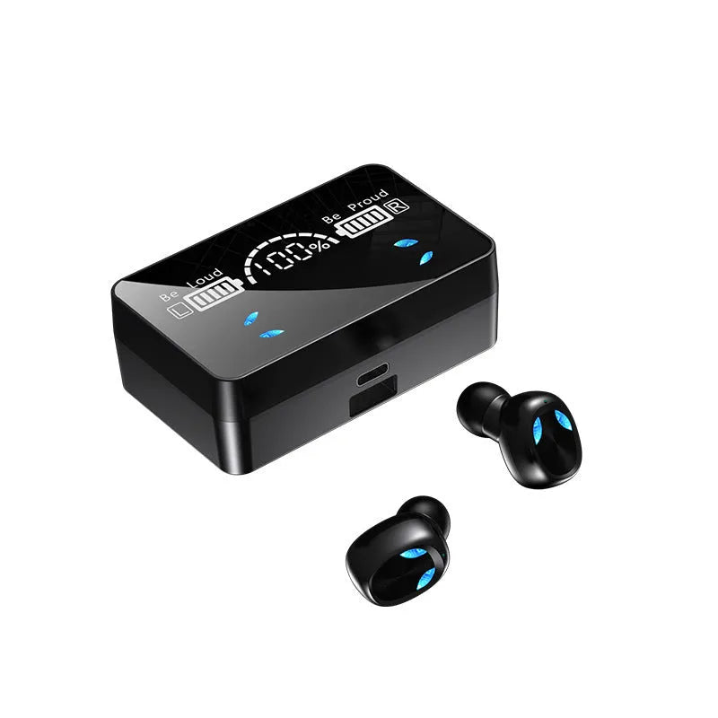 Sports wireless Bluetooth headset TWS in-ear black with breathing light and LED display
