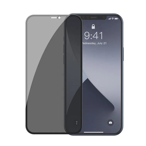 0.3mm curved privacy tempered glass screen protector for iPhone 12, 12 Pro and 12 Mini, black, two pieces
