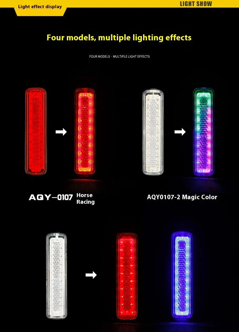 USB rechargeable bicycle light with colourful LED made from PC material for cycling safety