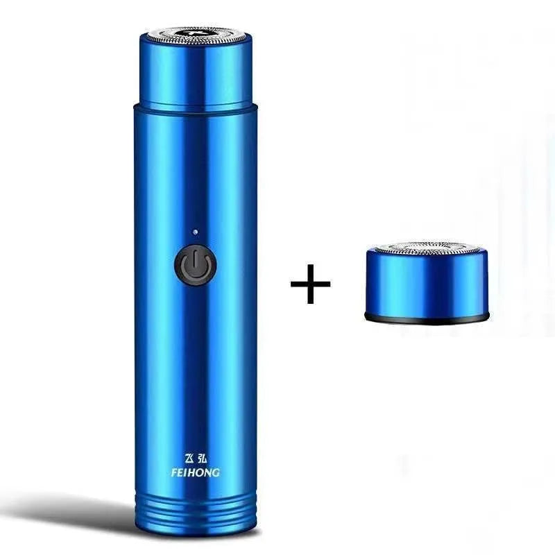 Mini electric shaver portable car rechargeable men's rotary shaver with pop-up trimmer in black