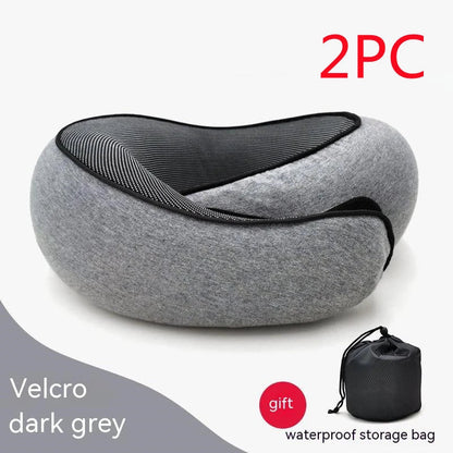 Ergonomic memory foam travel neck pillow with U-shaped design for comfortable neck support during flights and commutes