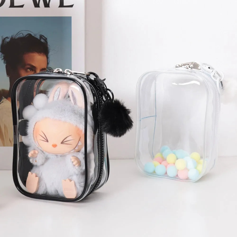 PVC transparent makeup bag set in three colours with semi-transparent design showing contents