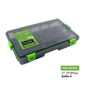 Luya fishing lure bait storage box in durable clear plastic, shown in blue, green, orange, and pink colour options.