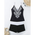 Women's plus size swimsuit set in black or rose red with briefs style and cotton lining