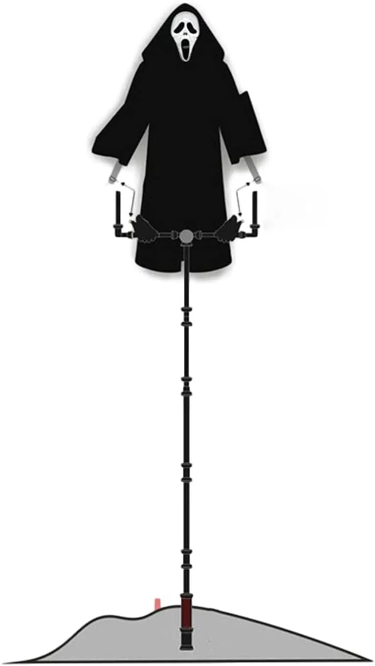 White plastic skeleton scarecrow with screaming skull design for Halloween decoration