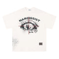 Short sleeve cotton T-shirt with retro hip hop gothic letter pattern in black and white colours