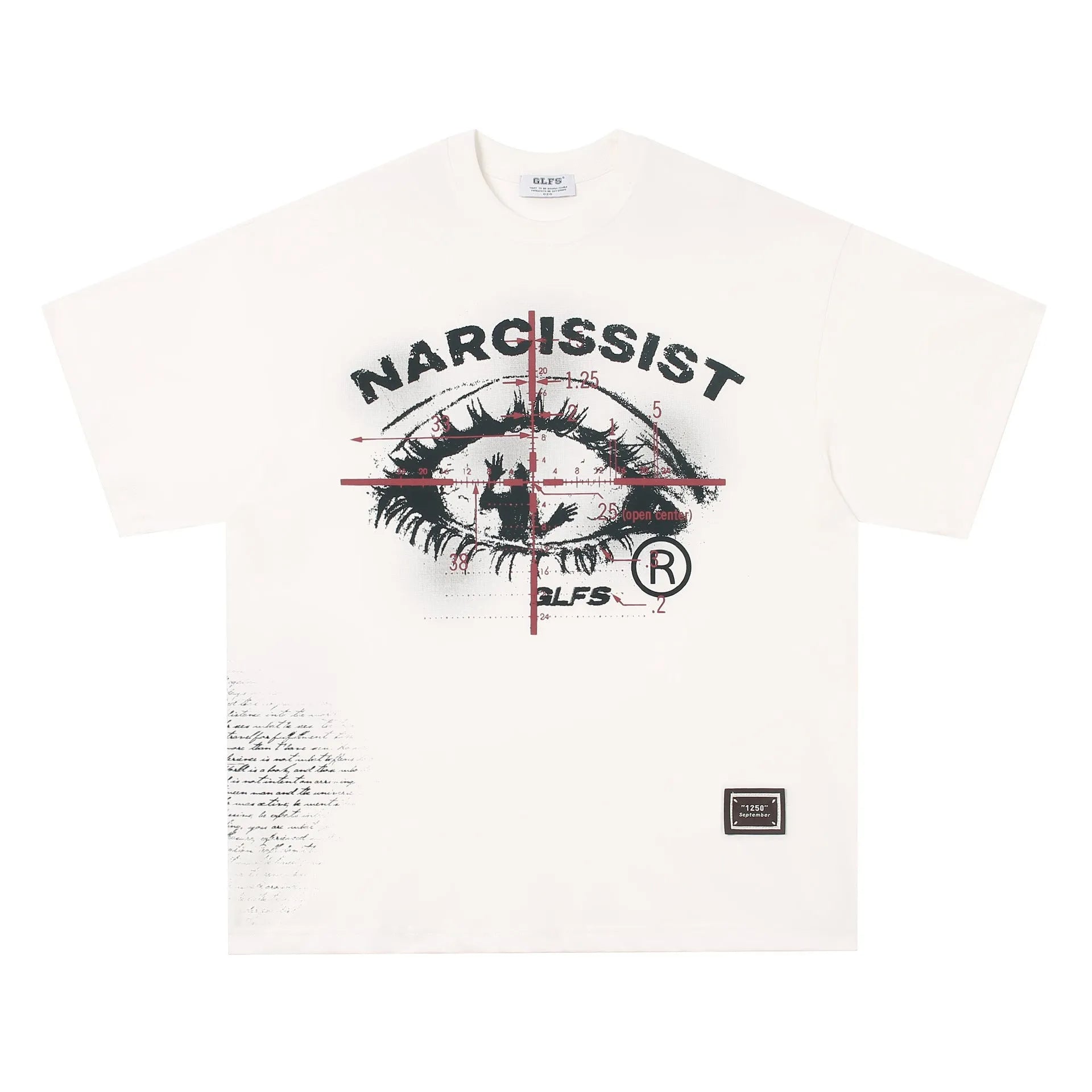 Short sleeve cotton T-shirt with retro hip hop gothic letter pattern in black and white colours