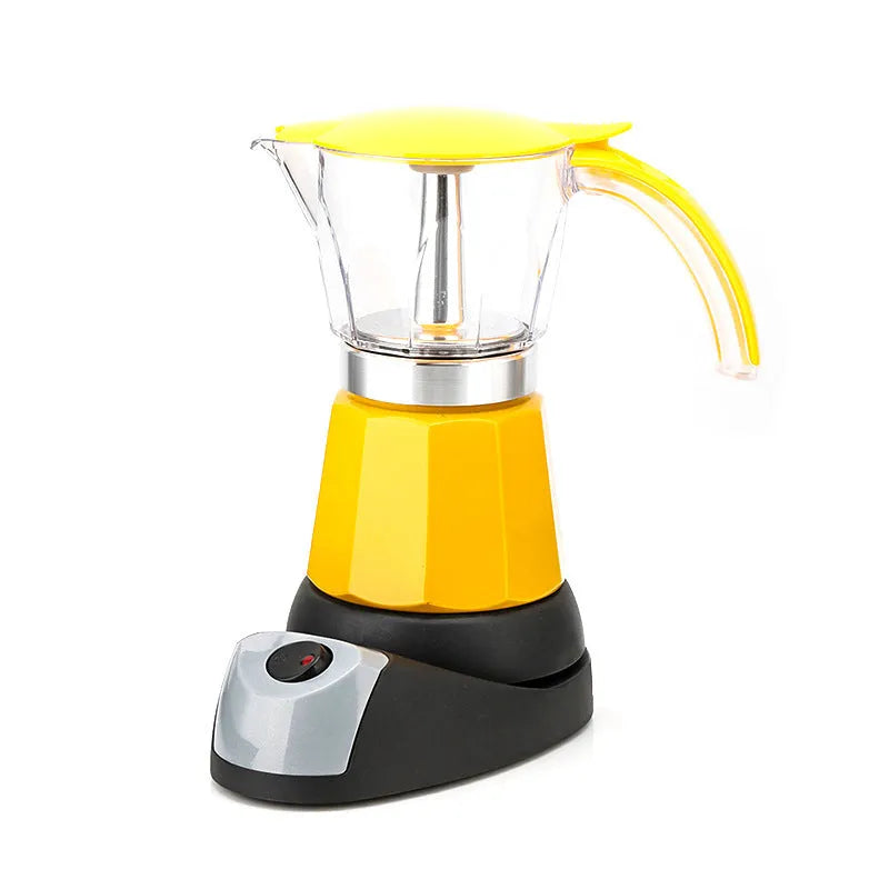 Octagonal aluminium electric moka pot coffee maker in choice of five colours
