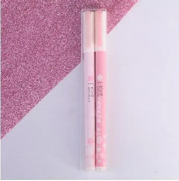 Sakura gel pen set showing plastic barrels with needle point tips in 0.35mm and 0.5mm sizes
