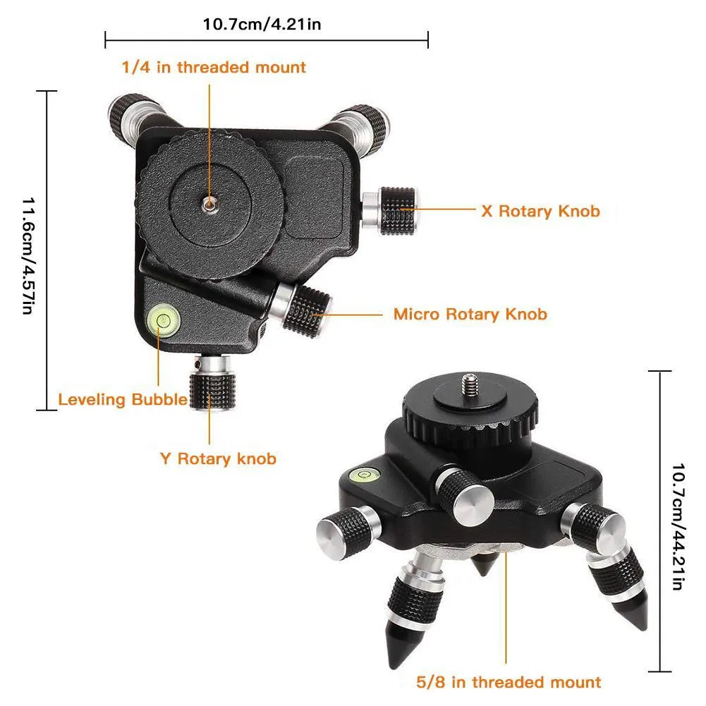 Black aluminium alloy spirit level base with 360-degree rotation for tool alignment