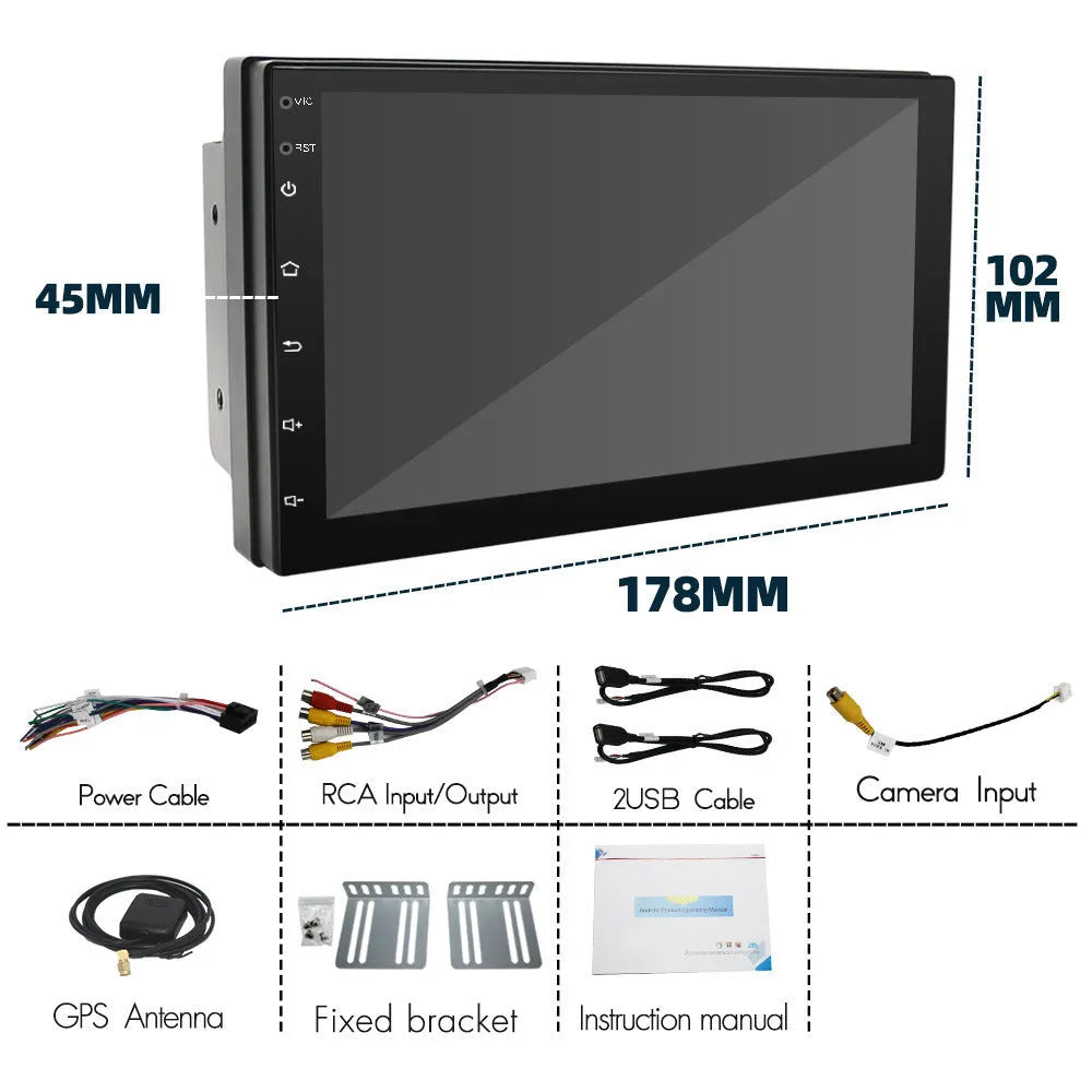 Black universal car MP5 player with 7-inch GPS navigation screen for dashboard installation