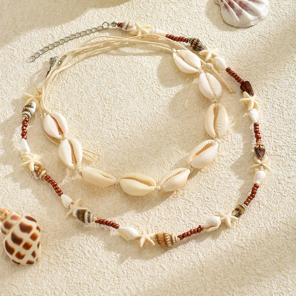 Handmade geometric shell pendant necklace on regular chain in colour X1900
