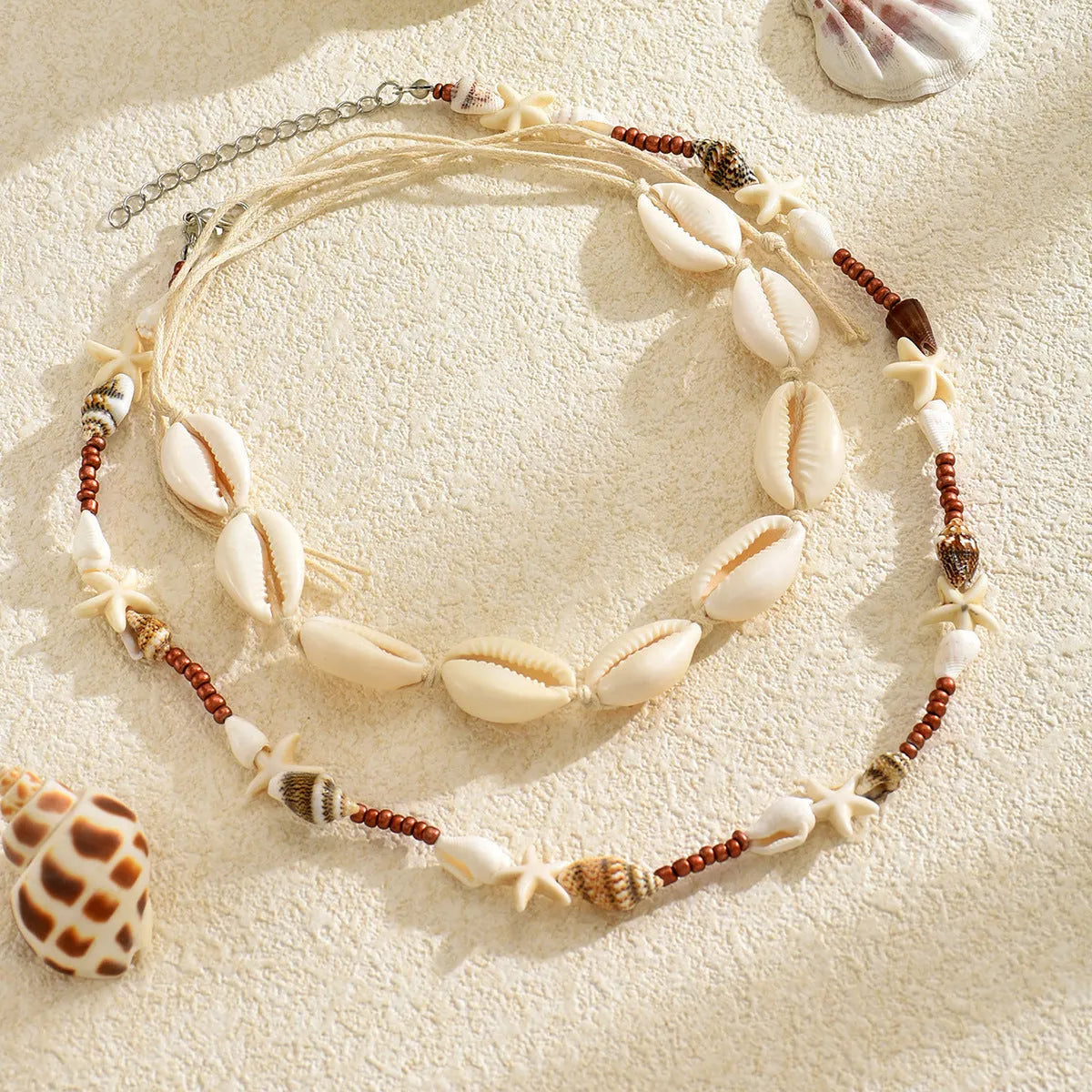 Handmade geometric shell pendant necklace on regular chain in colour X1900