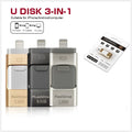 Three In One OTG USB Flash Disk in Black for computer and mobile phone data transfer