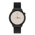 Fashion smart watch with heart rate and blood pressure display on 1-inch glass screen, black steel strap