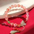 Handmade ice floating south red women's fishtail bracelet with white agate elements