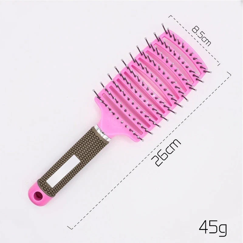 Detangling hairbrush with bristle and nylon teeth for effortless hair management and scalp massage